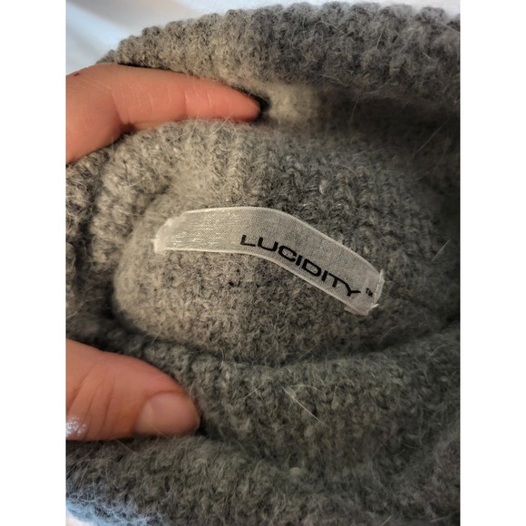 Lucidity Angora Rabbit Hair Blend Turtleneck Cowl Sweater Gray Waffle Womens Med - Picture 4 of 6